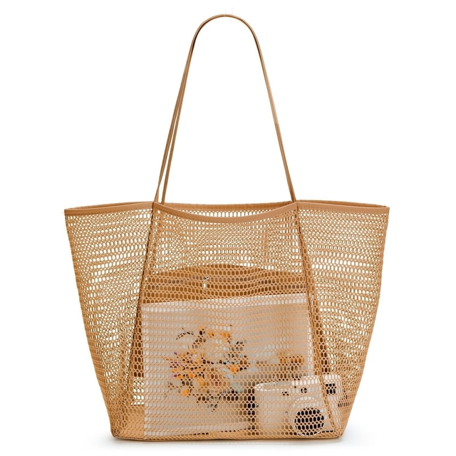 Mesh Shoulder Bag Beach Bag Swimming Clothes Storage Bag