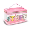 Chenille embroidery alphabet makeup bag Transparent waterproof PVC portable storage bag Chenille embroidery alphabet makeup bag Transparent waterproof PVC portable storage bag