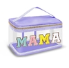 Chenille embroidery alphabet makeup bag Transparent waterproof PVC portable storage bag Chenille embroidery alphabet makeup bag Transparent waterproof PVC portable storage bag